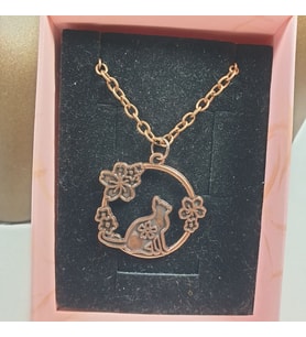 Orora Bakır Renk 30mm Kedi Figürlü Kolye