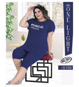 Hayal Teknur 8186 Büyük Beden Penye Pijama Takımı - Battal Pijama Takımları