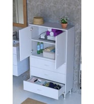 Eliusta Alia Çok Kullanışlı Dolap G:75 cm Üst Bölme Kapaklı Alt Bölme Çekmeceli 75x138x32,5 cm Modüler Dolap (Beyaz)