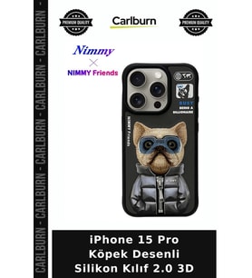 iPhone 15 Pro Köpek Desenli Silikon Kılıf 2.0 3D Cep Telefonu Telefon Aksesuarı Hayvan Figürlü