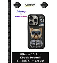 iPhone 15 Pro Köpek Desenli Silikon Kılıf 2.0 3D Cep Telefonu Telefon Aksesuarı Hayvan Figürlü