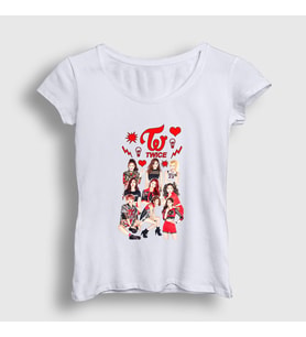 Presmono Kadın Beyaz Hearts K-Pop Twice T-Shirt 280313tt