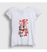 Presmono Kadın Beyaz Hearts K-Pop Twice T-Shirt 280313tt