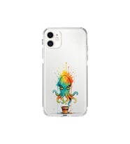 iPhone 11 ile uyumlu Splash ahtapot tasarımlı şeffaf silikon kılıf
