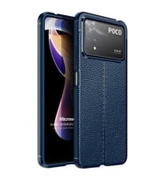 Microsonic Xiaomi Poco X4 Pro 5G Kılıf Deri Dokulu Silikon Lacivert