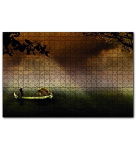 Cakapuzzle  Uzak Doğuda Kayık İle Yük Taşıma  Puzzle Yapboz MDF (Ahşap) (120 Parça)