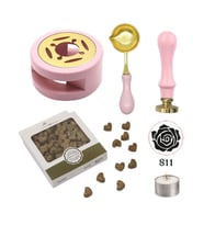 Davetiye Mum Mühürü Uygulama Seti Pembe Renk 811 Gül Desen
