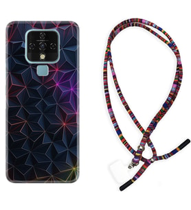 Tecno Camon 16 18P Pova Kılıf Boyun Asklı Rasta Silikon Renkli Prizmalar 1783