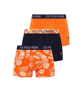 U.S. Polo Assn. Erkek Ekonomik 3'lü Kutulu Pamuklu Desenli Düz Rahat Boxer (Çok Renkli)