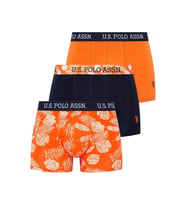 U.S. Polo Assn. Erkek Ekonomik 3'lü Kutulu Pamuklu Desenli Düz Rahat Boxer (Çok Renkli)