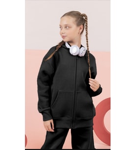 Çocuk Şardonlu  Kapüşonlu Fermuarlı Sweatshirt – Günlük Rahat Hırka-9647