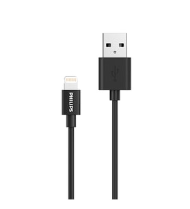 Philips Apple Mfi Lisanslı UsbA to Lightning Hızlı Şarj ve Data Kablosu 1.2m Siyah DLC3104V