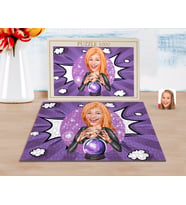 BK Gift Kişiye Özel Kadın Astrolog Karikatürlü 1000 Parça Profesyonel Puzzle-1