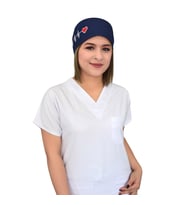  Lacivert Kalp Ritim İşlemeli Cerrahi Hemşire Doktor Hastane Bonesi B97