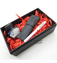 Scrikss İkili Kalem Kılıfı + 419 Beyaz Altın Dolma Kalem + Pelikan Mürekkep Hediyelik Set - SVG206
