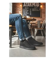 Ayakmod 138 Hakiki Deri Siyah Nubuk Erkek Günlük Ayakkabı (A.Siyah)