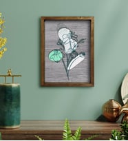 BK Home Minimal Çiçekler Tasarımlı Doğal Masif Ahşap Çerçeveli Tablo-3