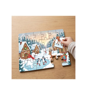 Noel Köyü Tasarımlı 24 Parça Ahşap Çocuk Puzzle