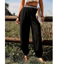 Kadın Yüksek Bel Beli Lastikli Dökümlü Ve Beli şeritli Pera Pantolon