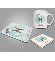 Kişiye Özel Balık Burcu Temalı Astroloji Tasarım Üçlü Ofis Seti (Model 1)