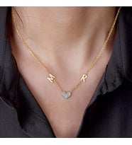 Vaoov 925 Ayar Gümüş Kalpli Harfli Kolye (Gold)