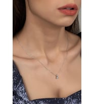 Union Zirconia Kadın Mini 6 Tırnaklı Pırlanta Montür Gümüş Kolye