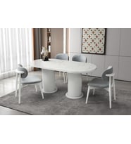 Bohem HighGloss Yuvarlak Salon Yemek Masası 90x170