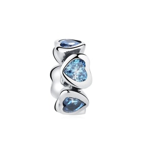 Nur Silver Mavi Taşlı Kalp Gümüş Charm NUR-BL12439