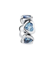 Nur Silver Mavi Taşlı Kalp Gümüş Charm NUR-BL12439