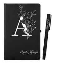 Kişiye Özel Hazırlanmış Siyah Defter ve Kalem Seti