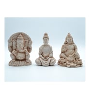 3'lü Set Budha Dekoratif Biblo Heykel Takımı (Bej)