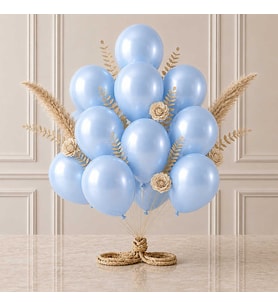 Bebek Mavi Renk Lateks Metalik Balon (30 cm) - 12 Adet