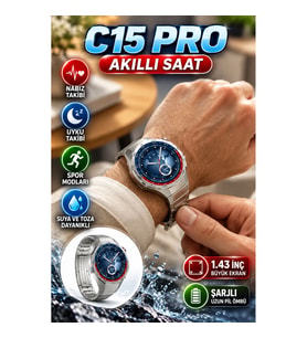 46 mm Şarjlı Akıllı Saat – 1.43 İnç Ekran, Nabız ve Uyku Takibi, Suya ve Toza Dayanıklı