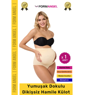 #HamileKülot Yumuşak Dokulu Yüksek Bel Esnek Günlük Rahat Dikişsiz Lohusa Hamile Külot - 1 Adet (Ten)