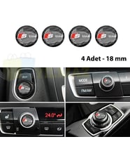 Audi S Line Karbon Logo Joystick Klima Teyp Damla Silikon Sticker 18 X 18 Mm 4 Adet
