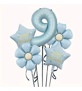 Mavi Happy Birthday 9 Yaş Folyo Balon Set