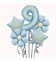 Mavi Happy Birthday 9 Yaş Folyo Balon Set