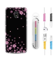 Xiaomi Redmi 8A 8 Pro 9C 9T 10C 11T Pro Kılıf Kablo Koruma Spiral Silikon Black flowers 1391