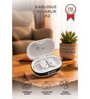 Lenovo Thinkplus Bluetooth Kulaklık Akıllı Dijital Göstergeli 5.4 Kablosuz Kulaklık LK2 Beyaz