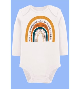 Organik Baskılı Pamuklu Unisex Bebek Body UZUNKOLE91