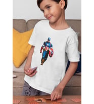 Kaptan Amerika Baskılı Unisex Avengers Çizgi Film Çocuk Tişört (1-12 YAŞ)
