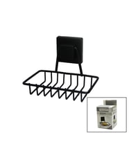 SİYAH - METAL KATI SABUNLUK KARE GÜÇLÜ YAPIŞKANLI 11X12.5X11CM (5668)