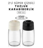 Mithra Life 2 Adet 100 ML Döner Kapaklı Cam Baharatlık Takımı MIT1090 (Şeffaf)