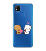 Xiaomi Redmi 9C / 10A Uyumlu Kalpli Ayıcıklar Tasarımlı Şeffaf Telefon Kılıfı