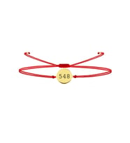 alberaccessories 925 Ayar Gümüş Tasarım Mini Gold Kaplama Kırmızı Ip (548 Aşk) Bileklik Şanslı Sayılar