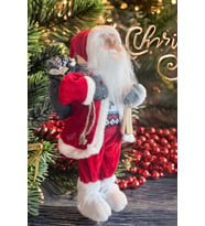 Yılbaşı Süsü Noel Baba Biblo Figür Büyük Boy 45cm -Kayakları, Hediye Çuvalı ve Aksesuarları ile (Kırmızı)