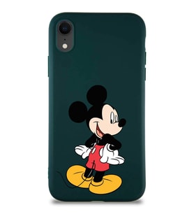 Apple iPhone XR Soft Premier Kapak Mickey Mouse-D Tasarımlı Silikon Kılıf - Yeşil (Şeffaf)