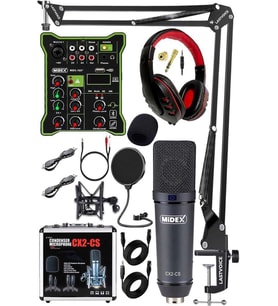 Midex Wizard Paket-1 CX2 Stüdyo Mikrofon MDX-100 Stüdyo Kayıt Mikseri Kulaklık Ekipman Seti