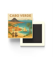 Yeşil Burun Adaları - Cabo Verde - Paper Cut Art - Baskılı Buzdolap Magneti Kare - 9x9 cm