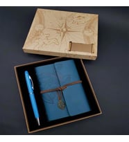 Defter Kalem Mavi Set Dekoratif Hediyelik